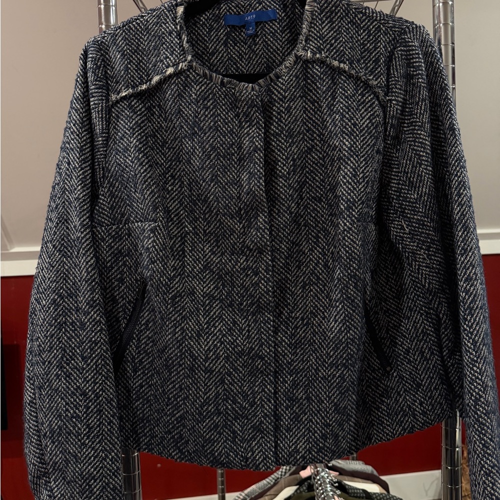 Women's Navy Blue Tweed Jacket